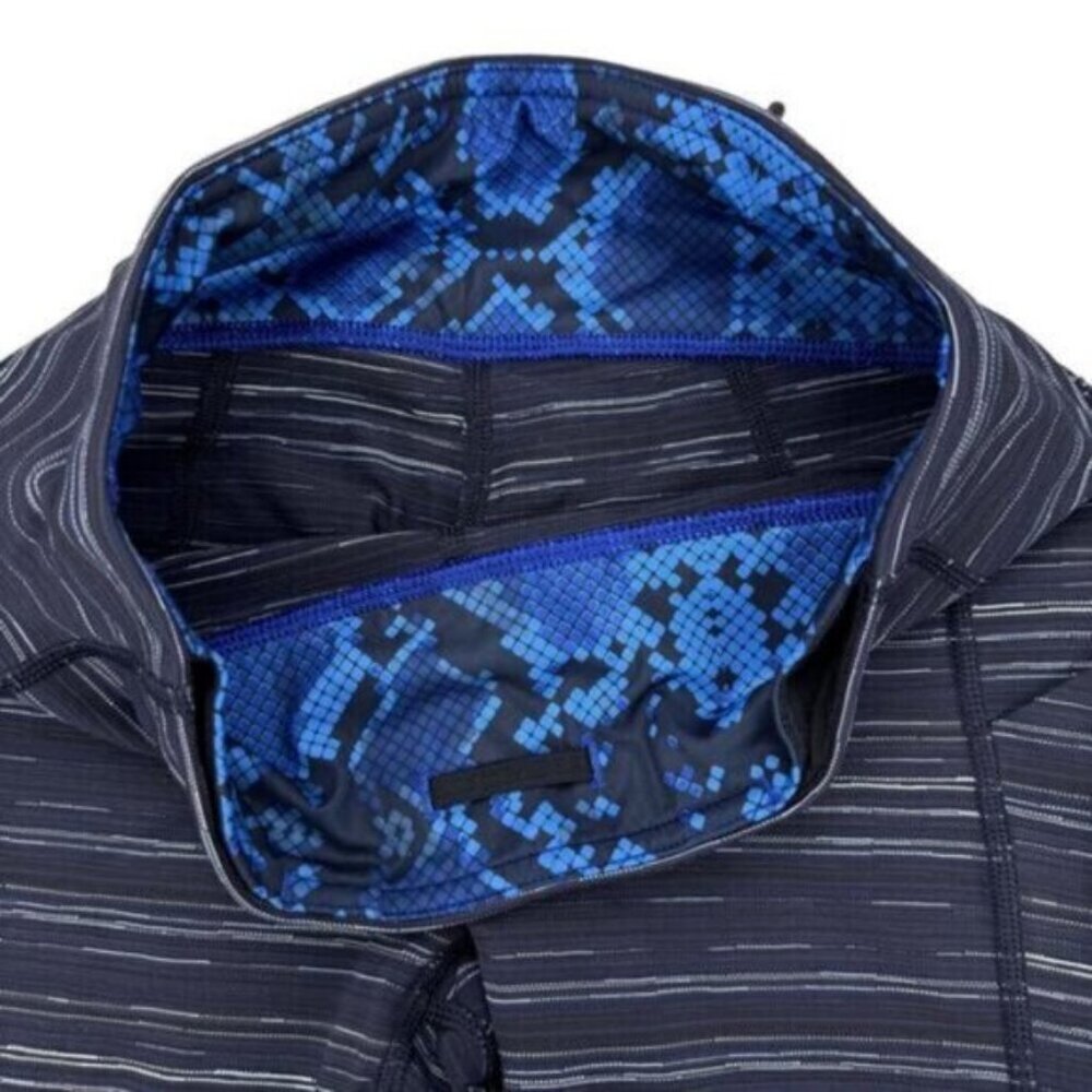 LULULEMON Pace Rival Crop Leggings Cyber Stripe Naval Blue Black Womens Size 4 - Picture 8 of 12